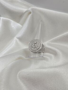 18k White Gold Over Sterling Silver 925 Illuminati Iced Out Moissanite Ring